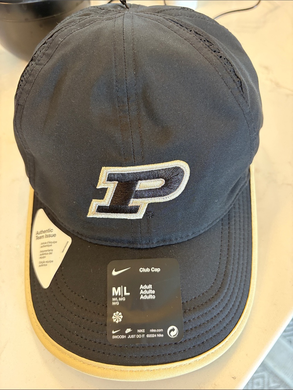 Nike Black and Cream Purdue P Club Cap Baseball